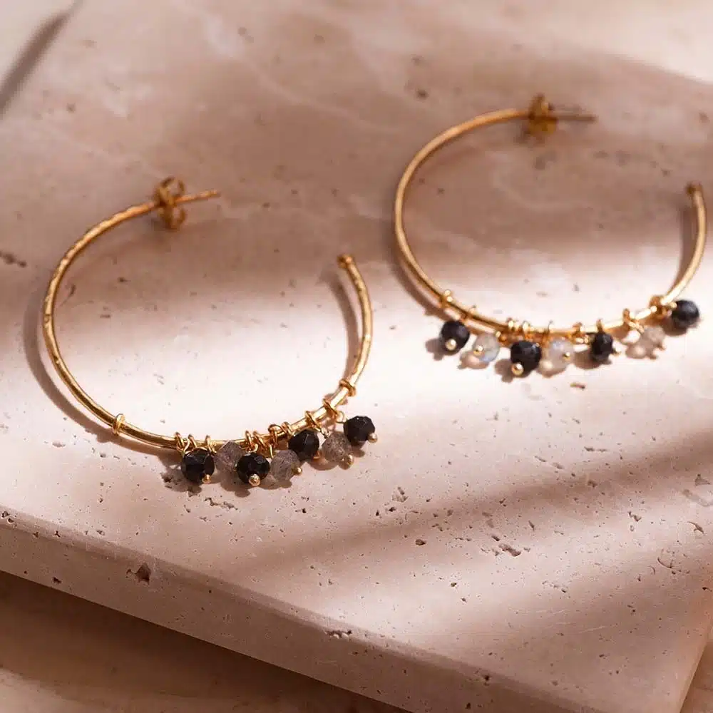 Aurora Black Onyx Labradorite Earrings GP