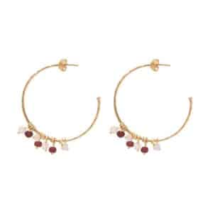 Aurora Garnet Rose Quartz Earrings GP