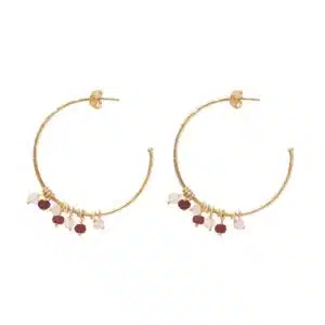 Aurora Garnet Rose Quartz Earrings GP