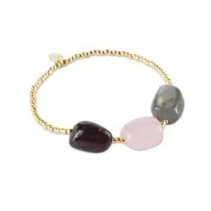 Desirable Garnet Rose Quartz Labradorite Bracelet GC