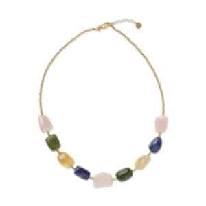 Excessive Rose Quartz Aventurine Lapis Citrine Necklace GC