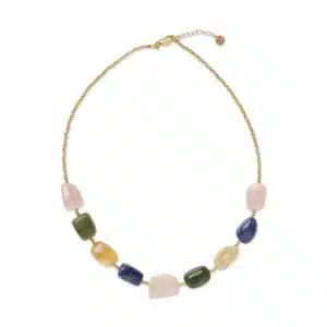 Excessive Rose Quartz Aventurine Lapis Citrine Necklace GC