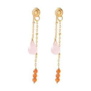 Felicity Rose Quartz Carnelian Earrings GP