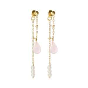 Felicity Rose Quartz Labradorite Earrings GP