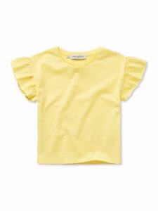 Girls T-shirt ruffle sleeve - Pastel Yellow
