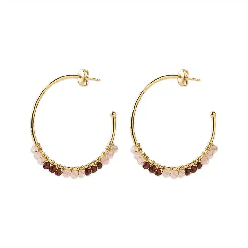 Muse Rose Quartz Garnet Earrings GP