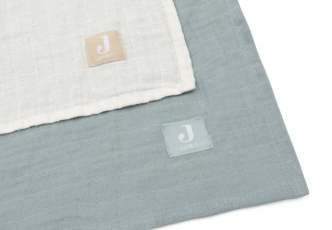 2x Hydrofiele Multidoek 115x115cm - Sea Green/Ivory