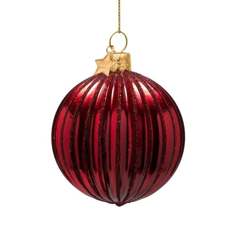 Bauble glass burgundy ribbed
