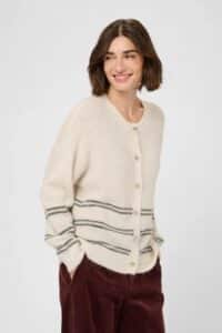Bernie Cacheia Cardigan - Whitecap Melange/Grey Stripes