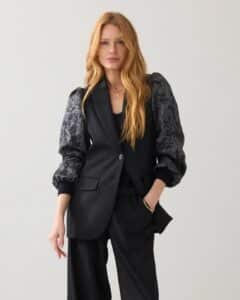 Blazer Pinstripe shiny – Black