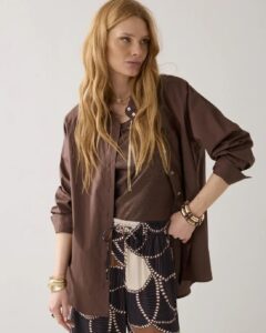 Blouse Crispy poplin - Coffee