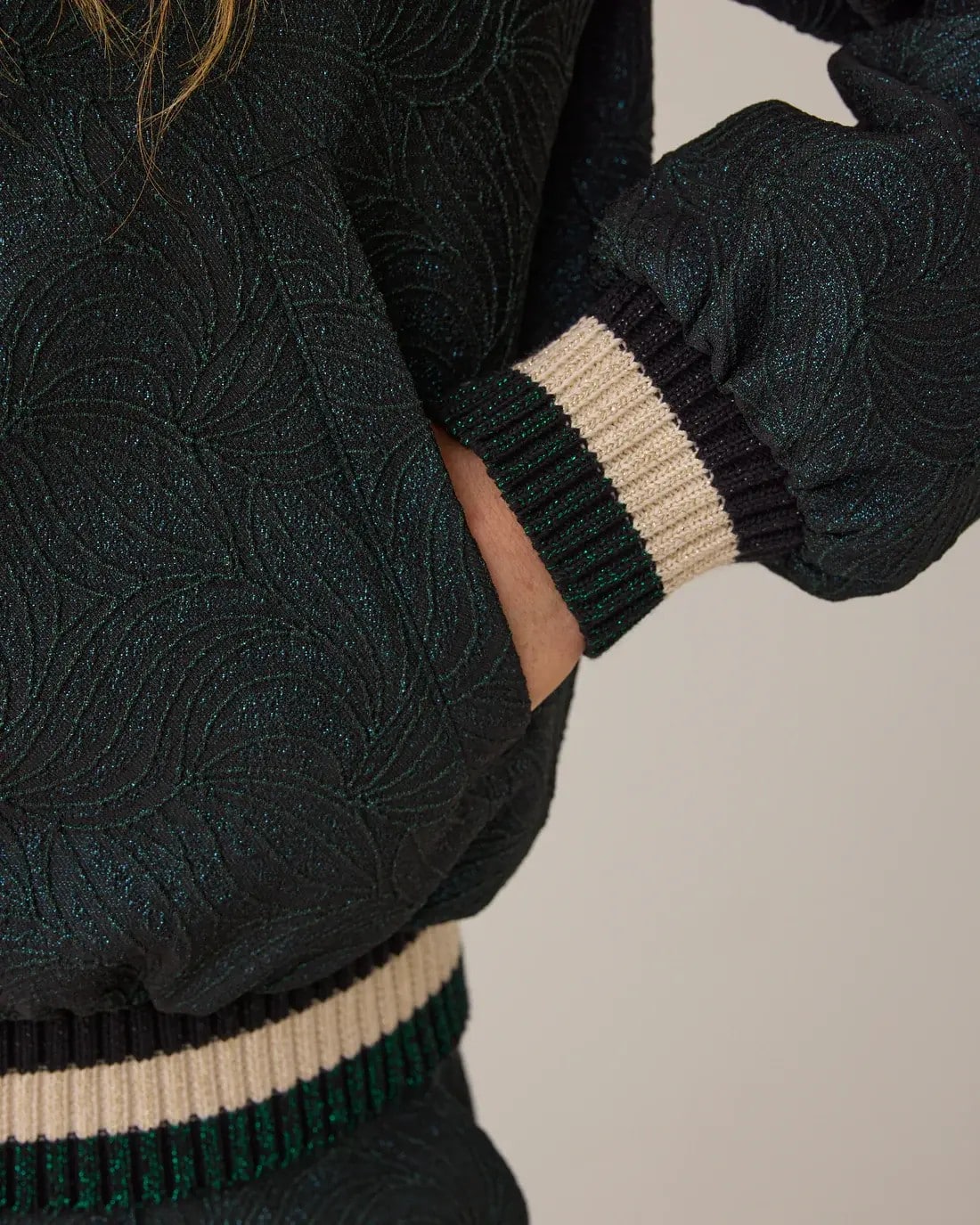 Bomber jacket Glitter jacquard – Emeraldgreen