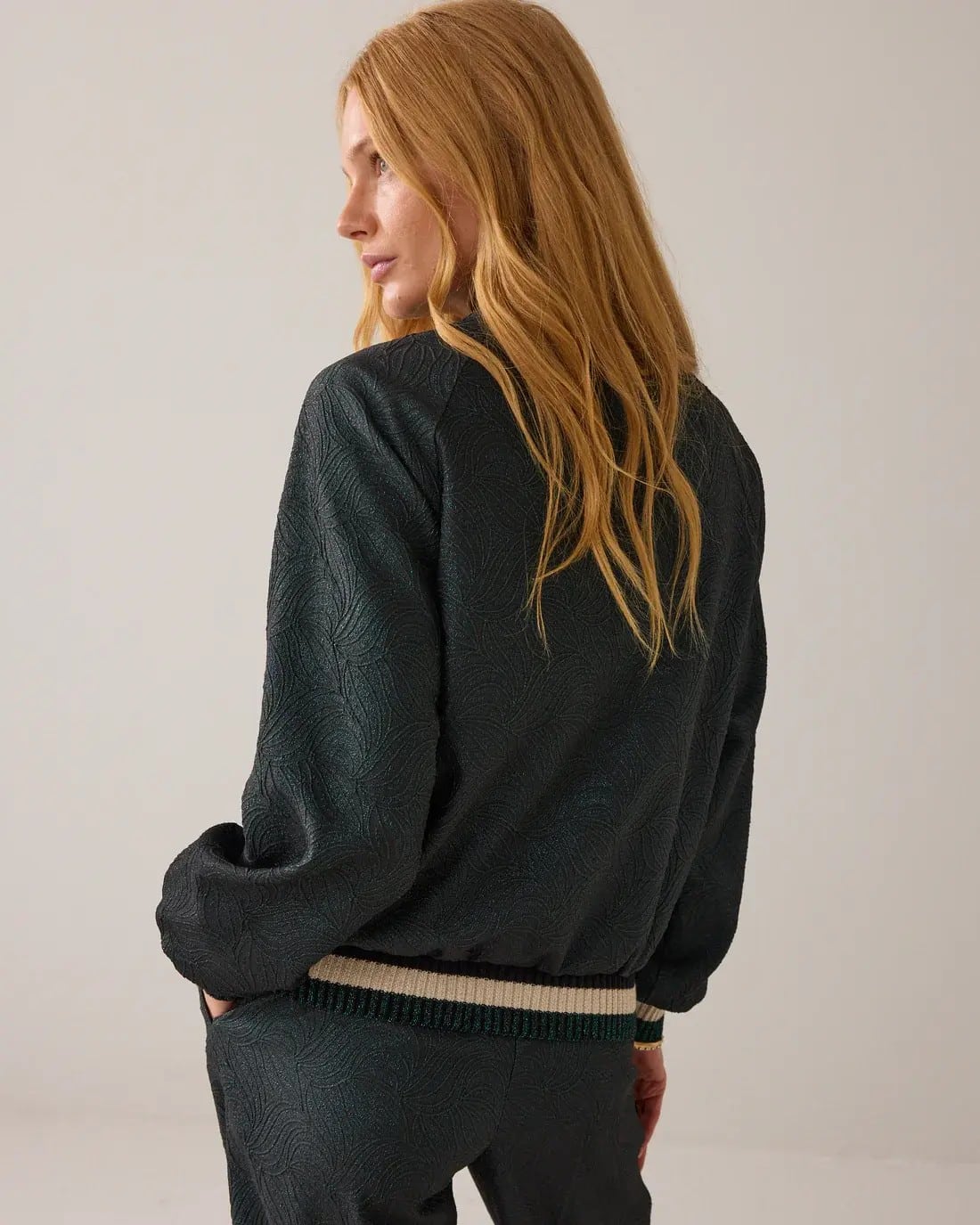 Bomber jacket Glitter jacquard – Emeraldgreen