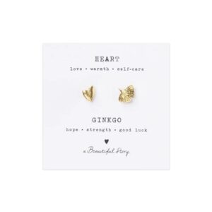 Brooch set Ginkgo Leaf - Heart GP