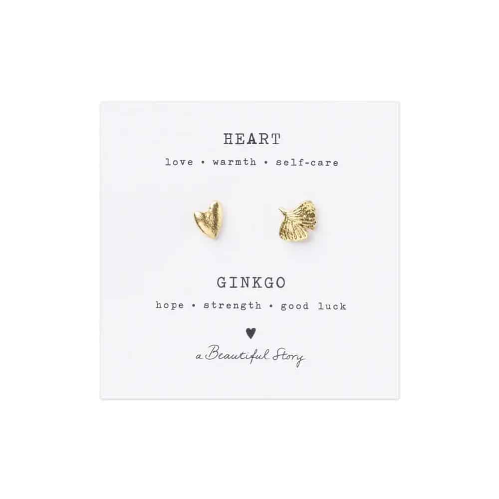 Brooch set Ginkgo Leaf - Heart GP