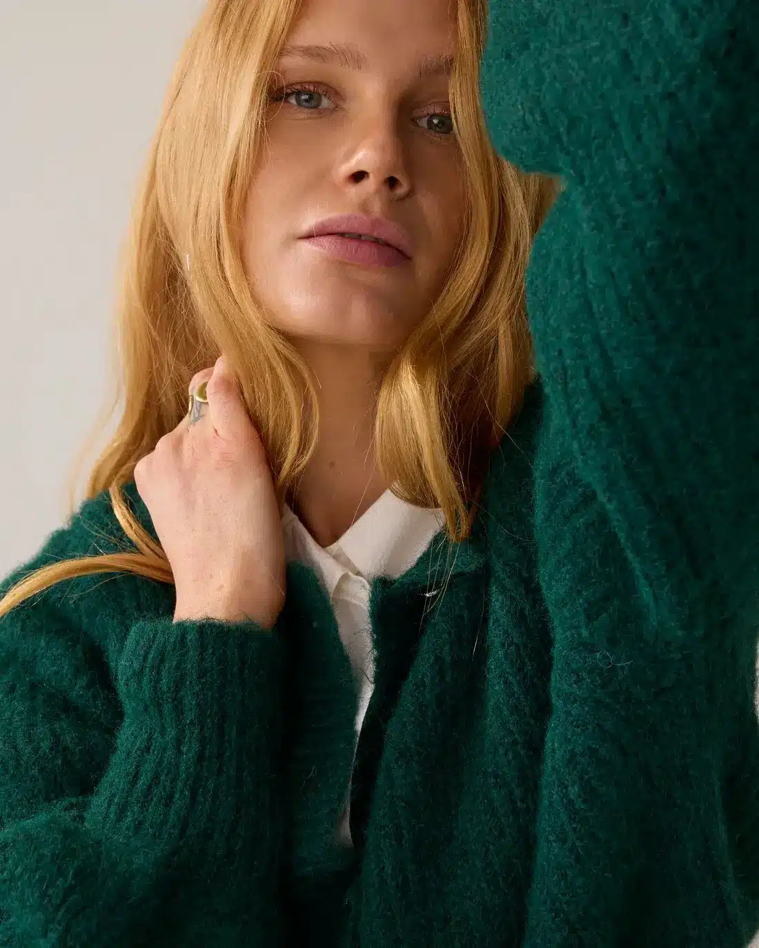 Cardigan Cozy melange knit – Emerald Green