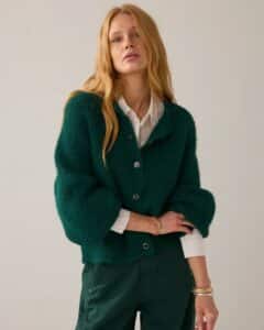 Cardigan Cozy melange knit – Emerald Green