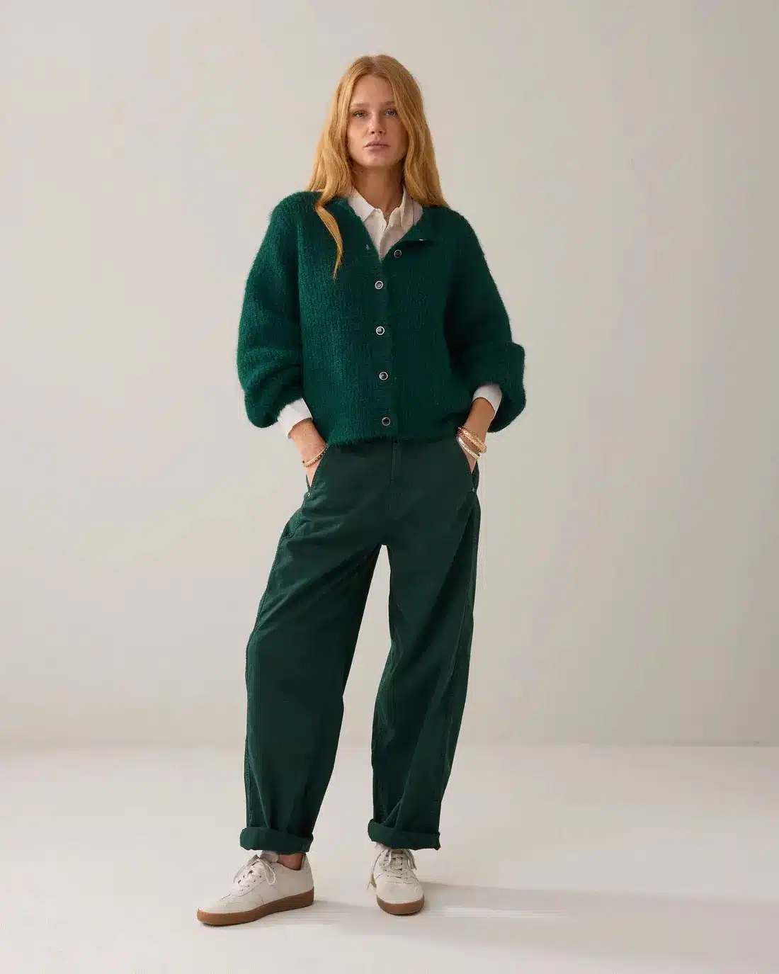 Cardigan Cozy melange knit – Emerald Green