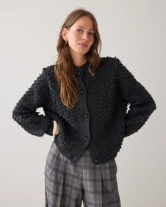 Cardigan loop stitch knit - Anthracite