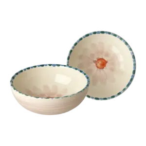 Ceramic Bowl - Pink Flower - Soft Pink