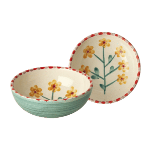 Ceramic Bowl - Yellow Flower - Jade