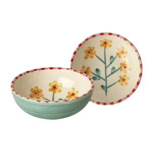 Ceramic Bowl - Yellow Flower - Jade