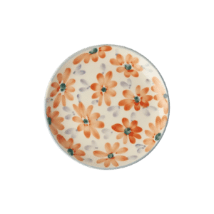 Ceramic Cake Plate - Flowers Orange