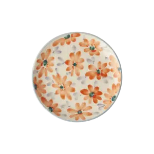 Ceramic Cake Plate - Flowers Orange