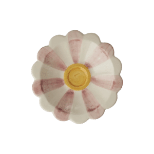 Ceramic Flower Dipping Bowl - Stripes Pink
