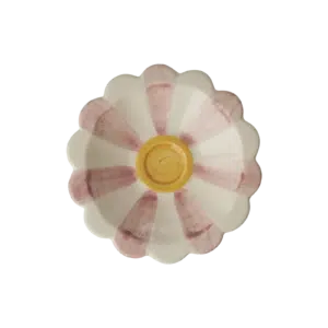 Ceramic Flower Dipping Bowl - Stripes Pink