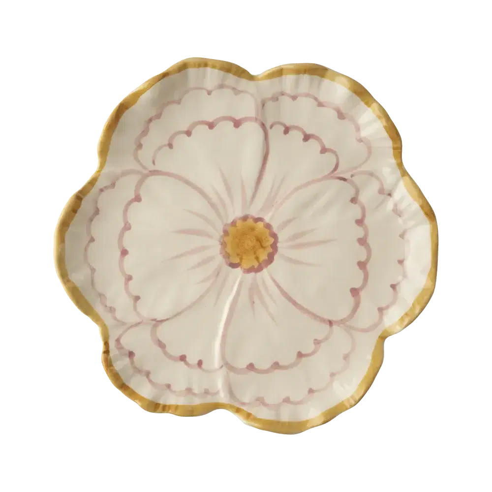 Ceramic Flower Shaped Side Plate - Yellow