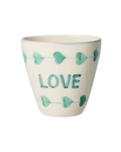 Ceramic Oval Cup - LOVE Green (300 ml)