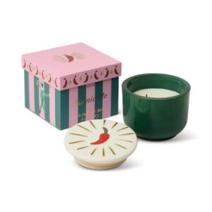 Charmed Green Glass Candle with Chili Ceramic Lid - Chili Pepper & Mango