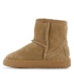 Cognac bootie met fluffy voering