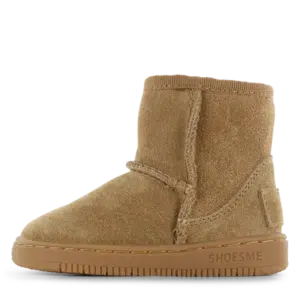 Cognac bootie met fluffy voering