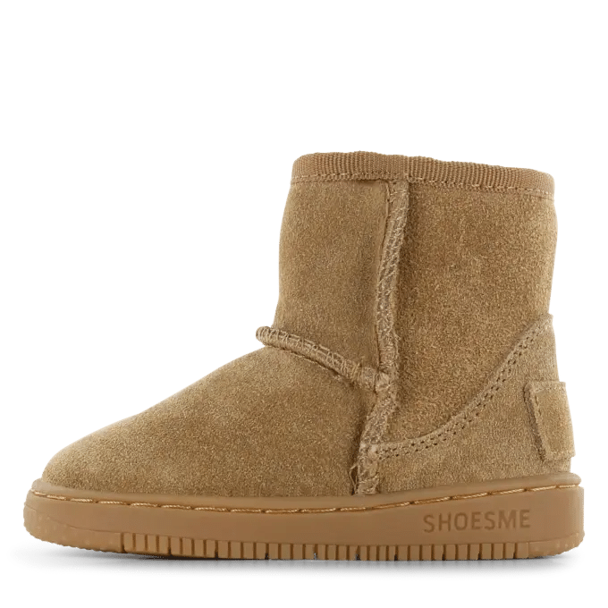 Cognac bootie met fluffy voering