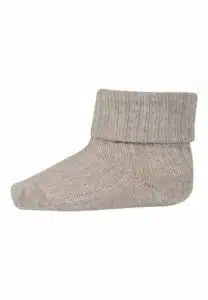 Cotton rib baby socks - Beige Melange 17/18
