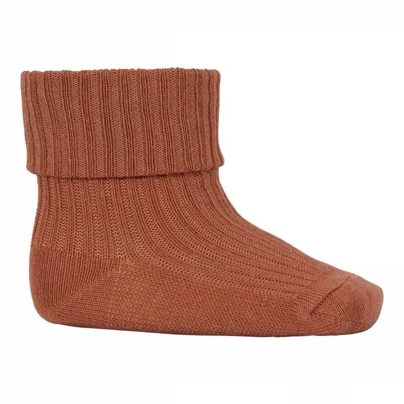 Cotton rib baby socks – Copper Brown 15/16