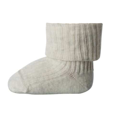 Cotton rib baby socks - Creme Melange 15/16