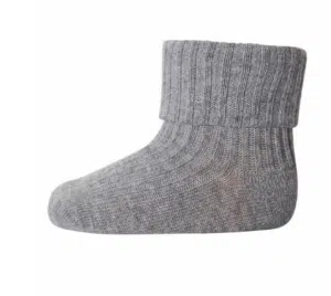 Cotton rib baby socks - Grey Melange 17/18