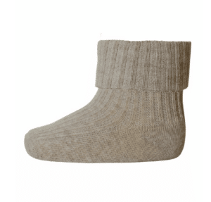 Cotton rib baby socks - Light Brown Melange 15/16