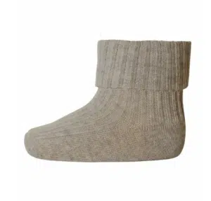 Cotton rib baby socks - Light Brown Melange 15/16