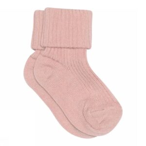 Cotton rib baby socks - Silver Pink 17/18