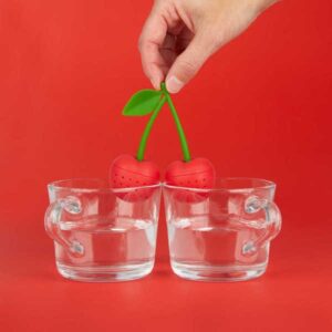 Double tea infuser Cherry red