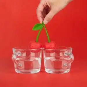 Double tea infuser Cherry red