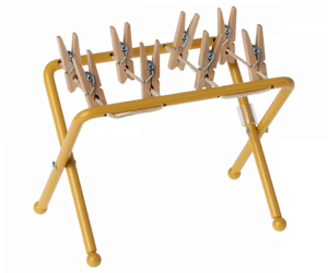 Droogrek met wasknijpers - geel