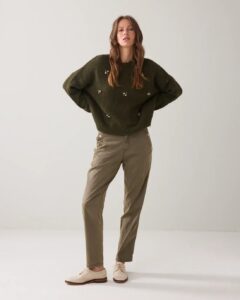 Embellished sweater cozy melange knit - Darkcamo