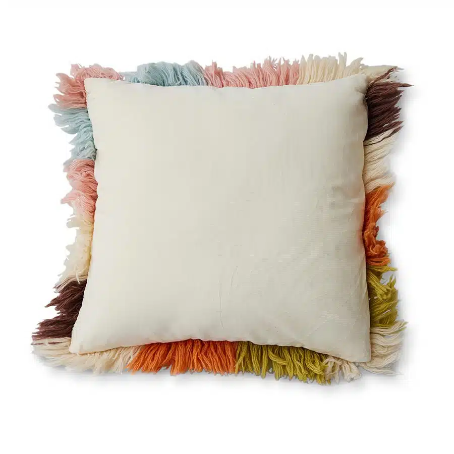 Fluffy striped cushion