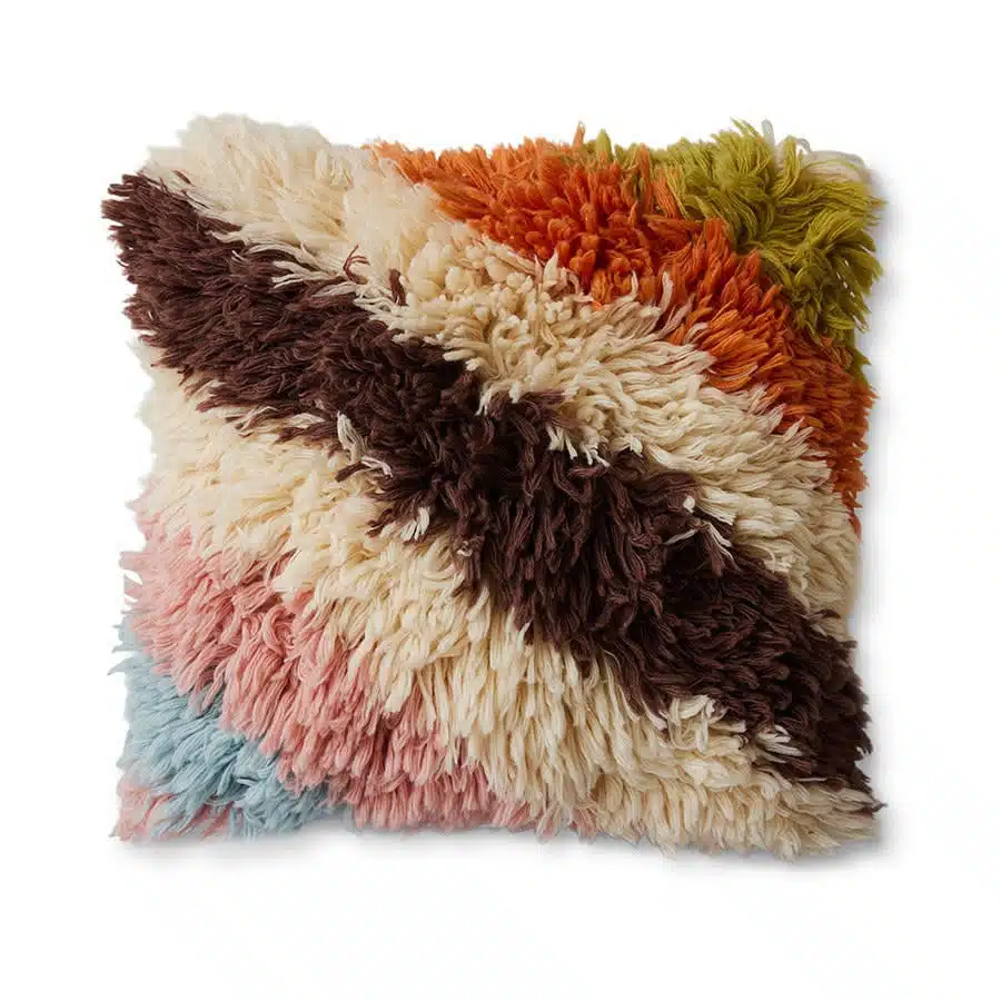Fluffy striped cushion