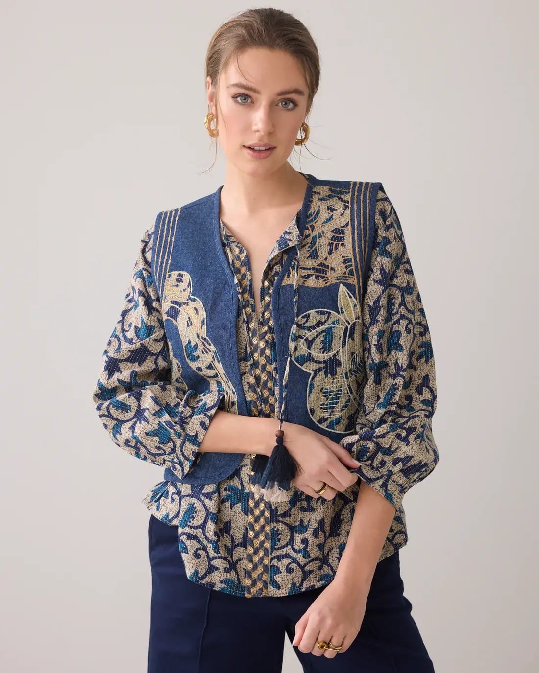 Gilet Block Print - Navynoir